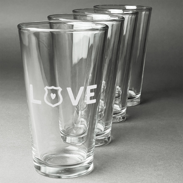 Custom Police Quotes and Sayings Pint Glasses - Engraved (Set of 4)