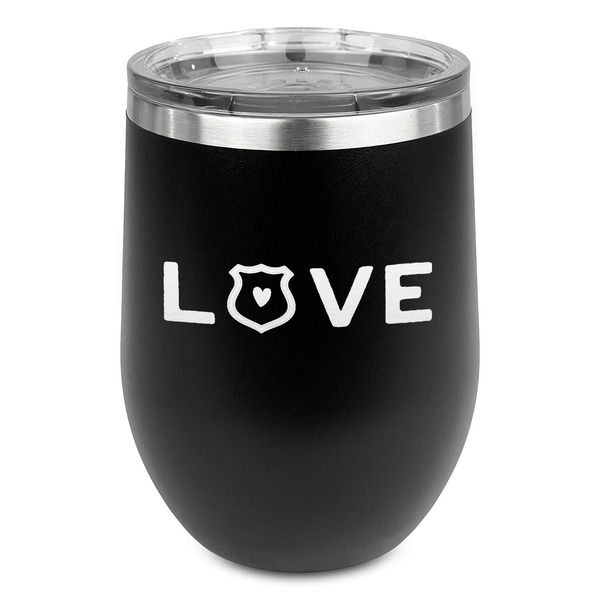 Custom Police Quotes and Sayings Stemless Stainless Steel Wine Tumbler - Black - Double Sided