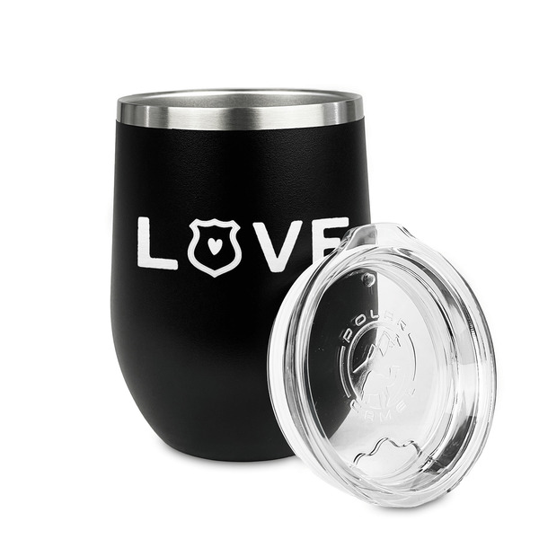 Police Quotes and Sayings Stainless Wine Tumblers - Black - Single Sided - Alt View