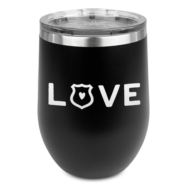 Custom Police Quotes and Sayings Stemless Stainless Steel Wine Tumbler - Black - Single Sided