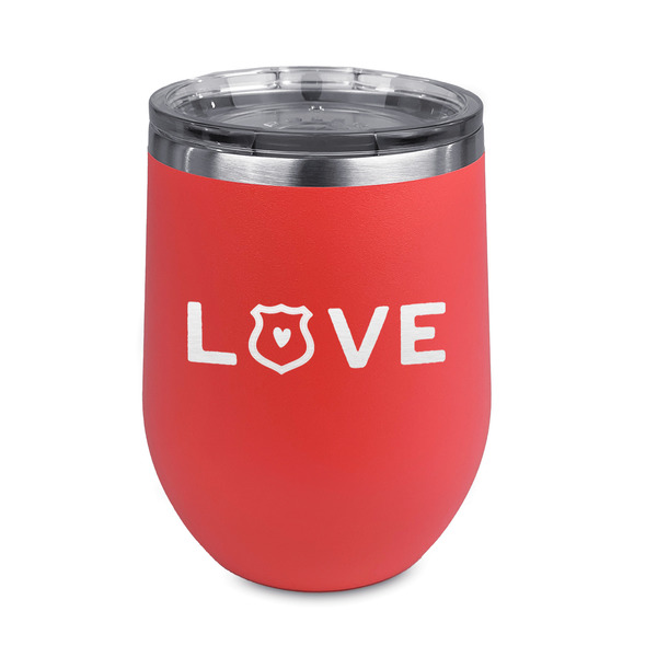 Custom Police Quotes and Sayings Stemless Stainless Steel Wine Tumbler - Coral - Single Sided