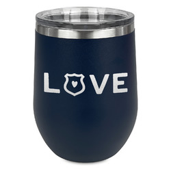 Police Quotes and Sayings Stemless Stainless Steel Wine Tumbler - Navy - Double Sided