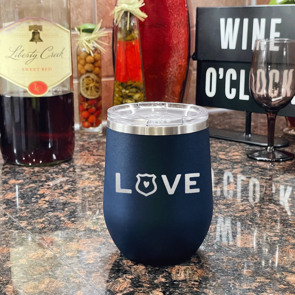 Police Quotes and Sayings Stainless Wine Tumblers - Navy - Double Sided - In Context