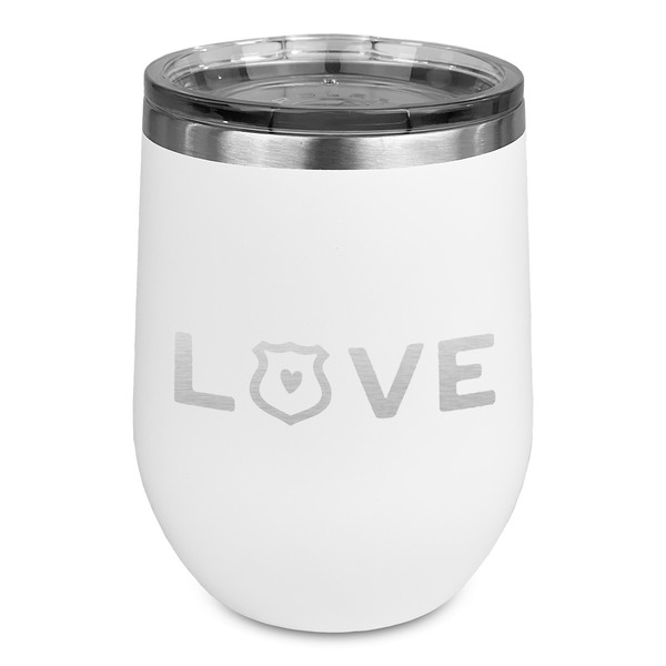 Custom Police Quotes and Sayings Stemless Stainless Steel Wine Tumbler - White - Single Sided