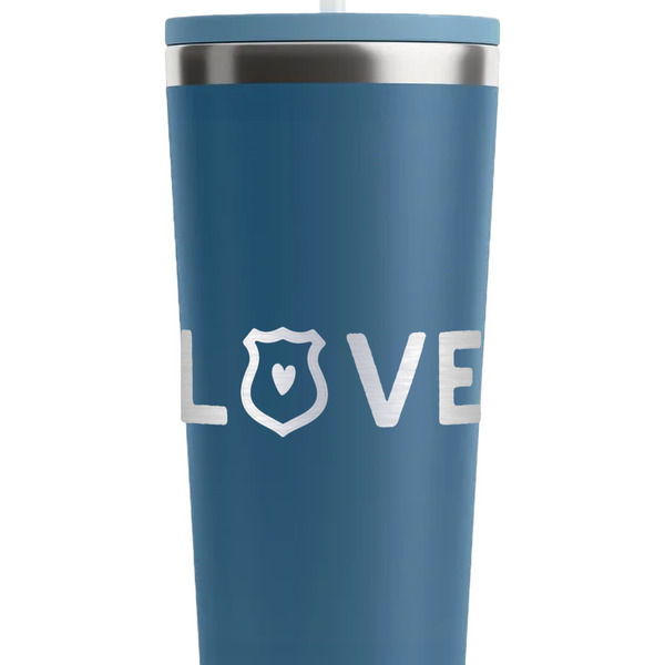 Police Quotes and Sayings Steel Blue RTIC Everyday Tumbler - 28 oz. - Close Up