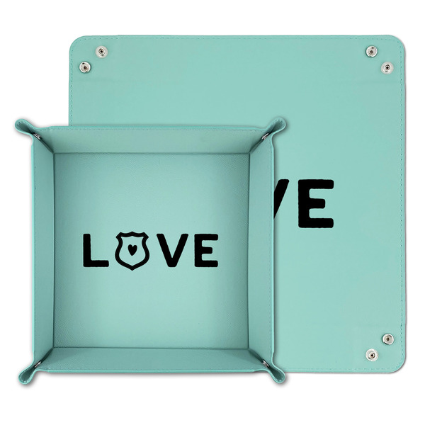 Police Quotes and Sayings Teal Faux Leather Valet Trays - PARENT MAIN