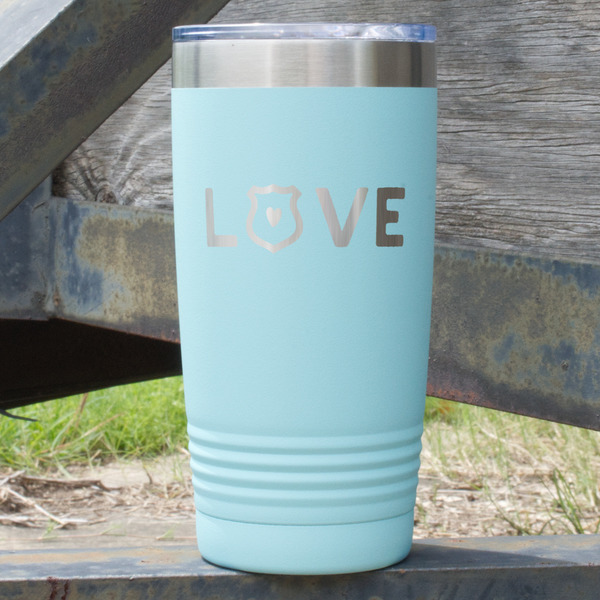 Custom Police Quotes and Sayings 20 oz Stainless Steel Tumbler - Teal - Single Sided