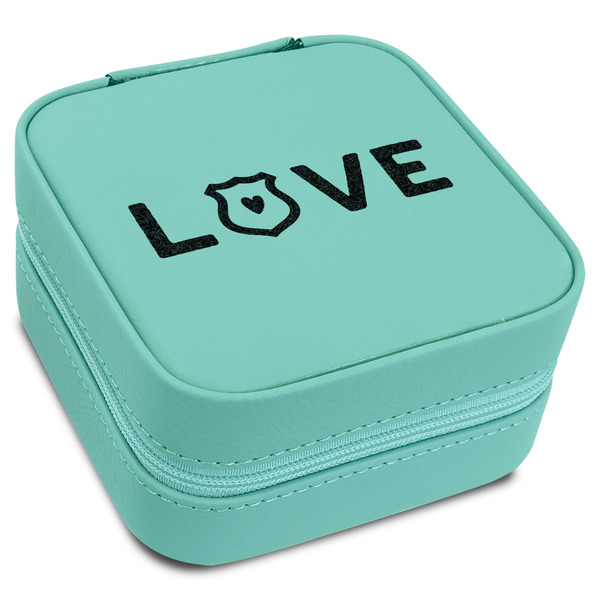 Custom Police Quotes and Sayings Travel Jewelry Box - Teal Leather