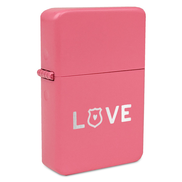 Custom Police Quotes and Sayings Windproof Lighter - Pink - Double Sided & Lid Engraved