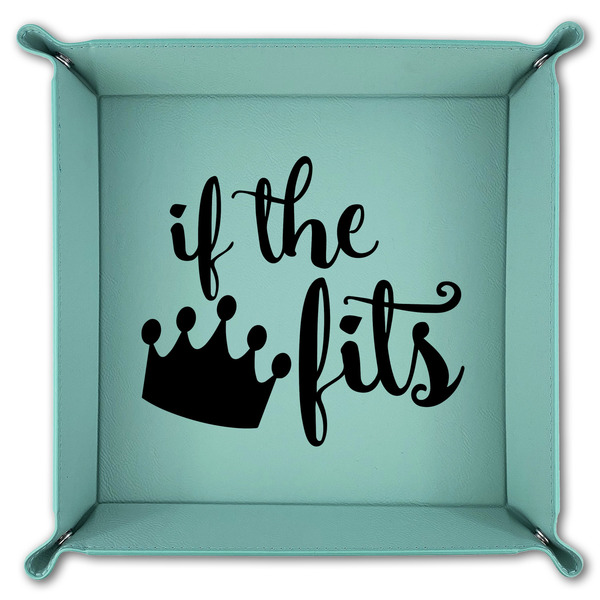 Princess Quotes and Sayings 9" x 9" Teal Leatherette Snap Up Tray - FOLDED