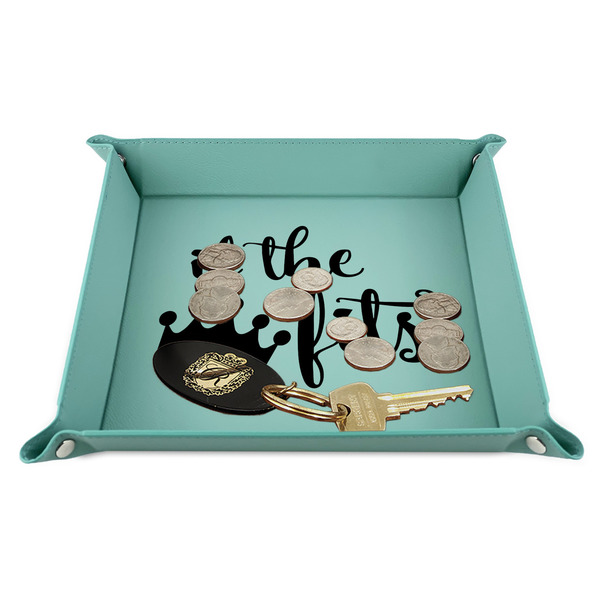 Princess Quotes and Sayings 9" x 9" Teal Leatherette Snap Up Tray - STYLED