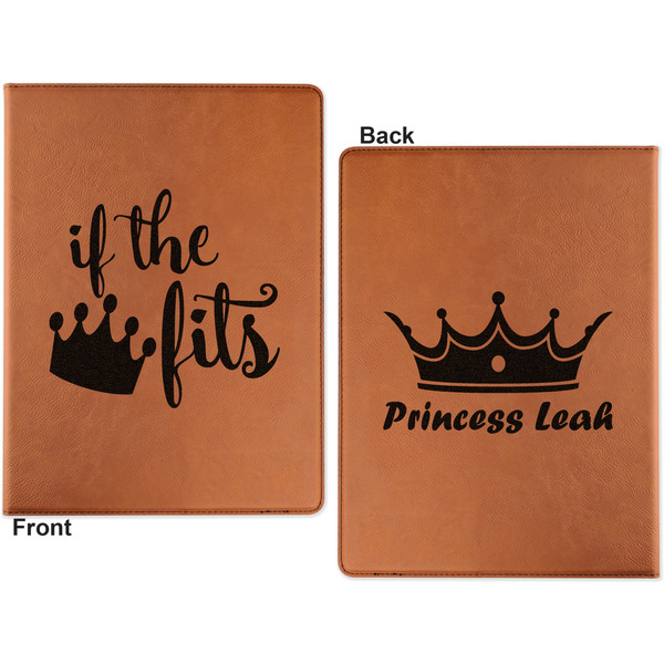 Princess Quotes and Sayings Cognac Leatherette Portfolios with Notepad - Large - Double Sided - Apvl