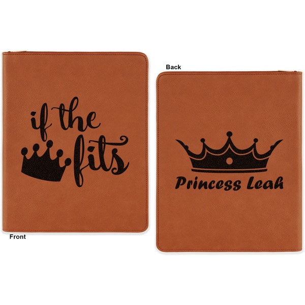 Princess Quotes and Sayings Cognac Leatherette Zipper Portfolios with Notepad - Double Sided - Apvl