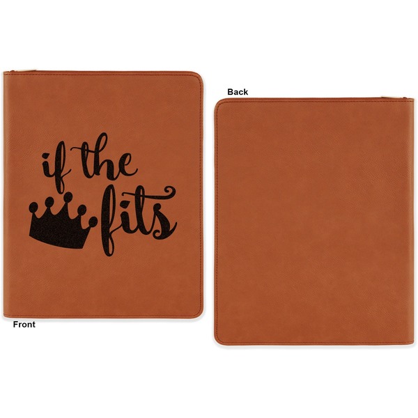 Princess Quotes and Sayings Cognac Leatherette Zipper Portfolios with Notepad - Single Sided - Apvl