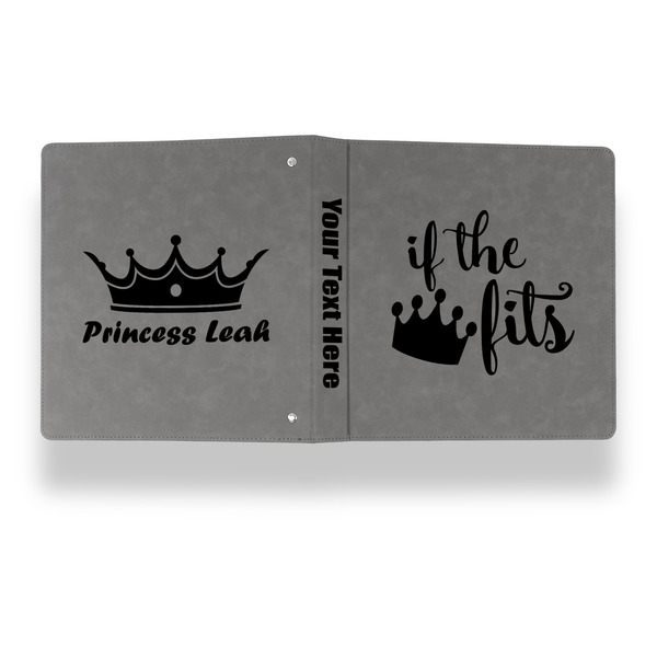 Princess Quotes and Sayings Leather Binder - 1" - Grey - Back Spine Front View