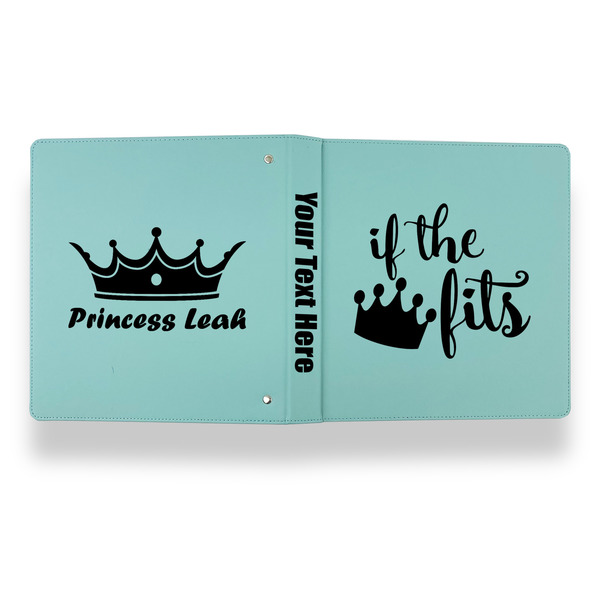 Princess Quotes and Sayings Leather Binder - 1" - Teal - Back Spine Front View