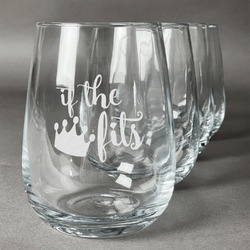 Princess Quotes and Sayings Stemless Wine Glasses (Set of 4) (Personalized)