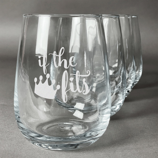 Custom Princess Quotes and Sayings Stemless Wine Glasses (Set of 4)