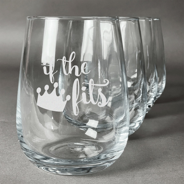 Custom Princess Quotes and Sayings Stemless Wine Glasses (Set of 4)