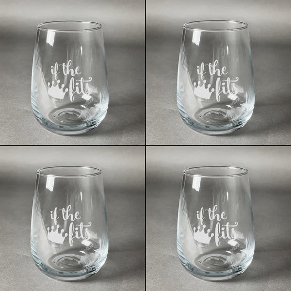 Princess Quotes and Sayings Set of Four Personalized Stemless Wineglasses (Approval)
