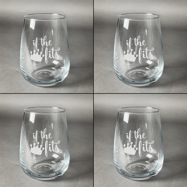 Princess Quotes and Sayings Set of Four Personalized Stemless Wineglasses (Approval)