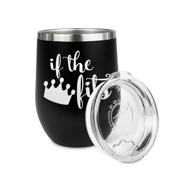 Princess Quotes and Sayings Stainless Wine Tumblers - Black - Double Sided - Alt View