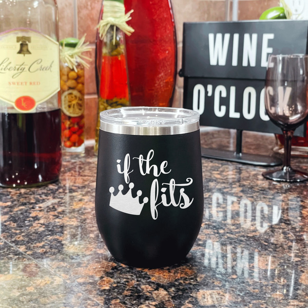 Princess Quotes and Sayings Stainless Wine Tumblers - Black - Single Sided - In Context