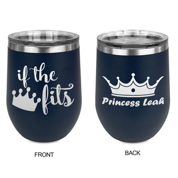 Princess Quotes and Sayings Stainless Wine Tumblers - Navy - Double Sided - Approval