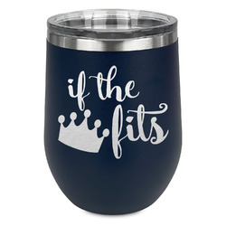 Princess Quotes and Sayings Stemless Stainless Steel Wine Tumbler - Navy - Double Sided