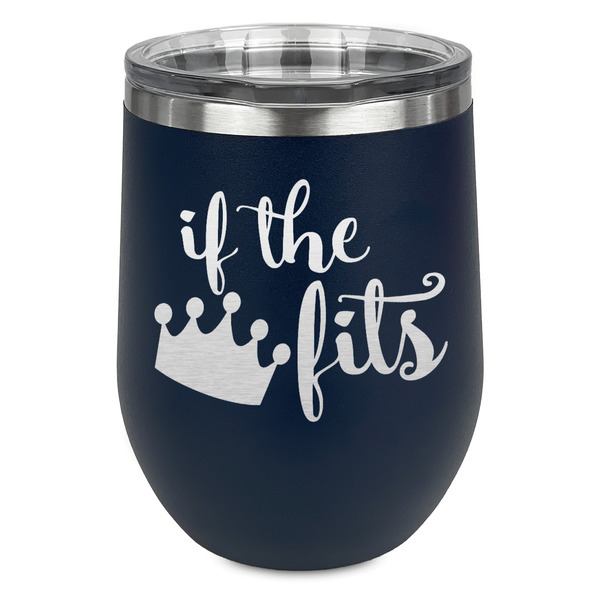 Custom Princess Quotes and Sayings Stemless Stainless Steel Wine Tumbler - Navy - Single Sided
