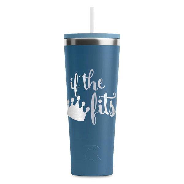 Custom Princess Quotes and Sayings RTIC Everyday Tumbler with Straw - 28oz - Steel Blue - Single-Sided