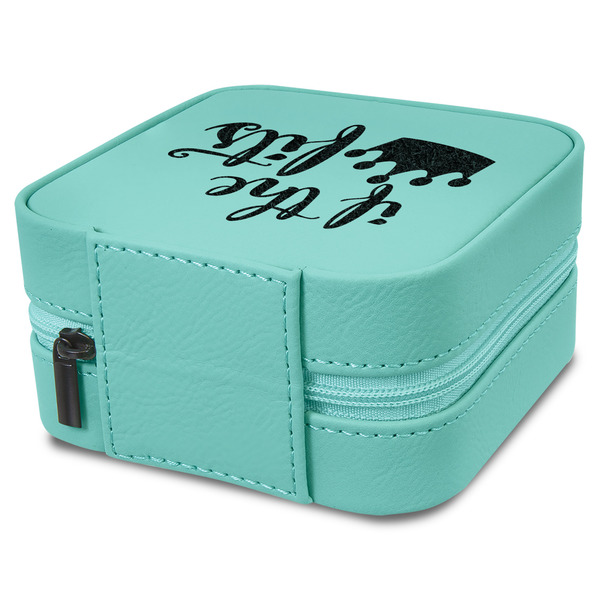 Princess Quotes and Sayings Travel Jewelry Boxes - Leather - Teal - View from Rear