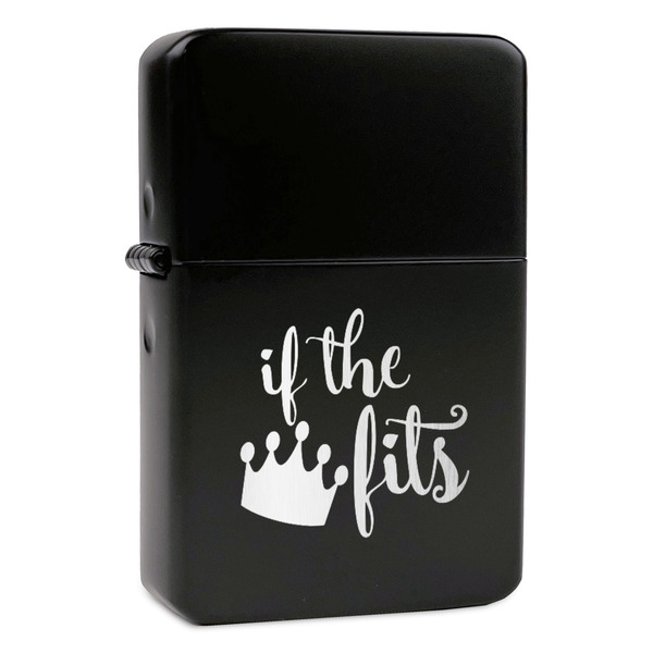 Custom Princess Quotes and Sayings Windproof Lighter - Black - Single Sided & Lid Engraved