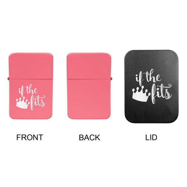 Princess Quotes and Sayings Windproof Lighters - Pink, Single Sided, w Lid - APPROVAL