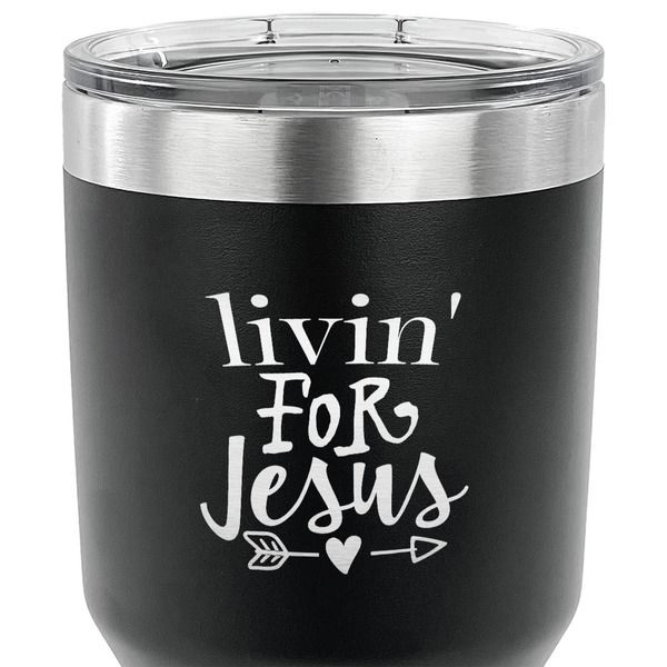 Religious Quotes and Sayings 30 oz Stainless Steel Ringneck Tumbler - Black - CLOSE UP