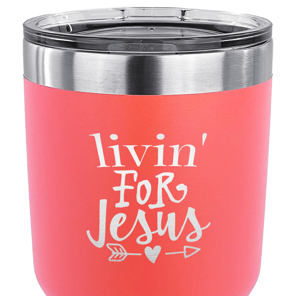 Religious Quotes and Sayings 30 oz Stainless Steel Ringneck Tumbler - Coral - CLOSE UP