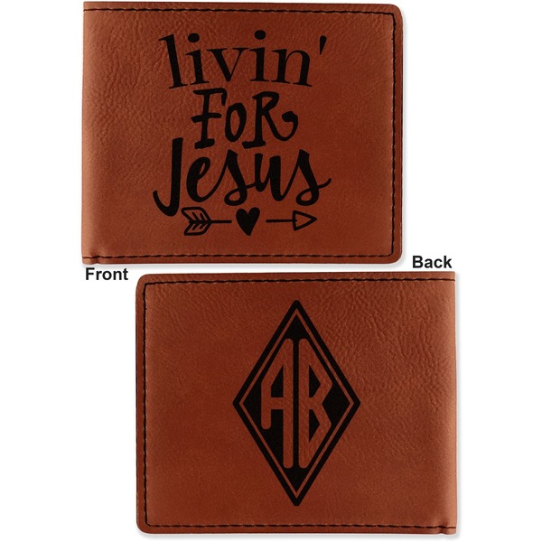 Religious Quotes and Sayings Cognac Leatherette Bifold Wallets - Front and Back
