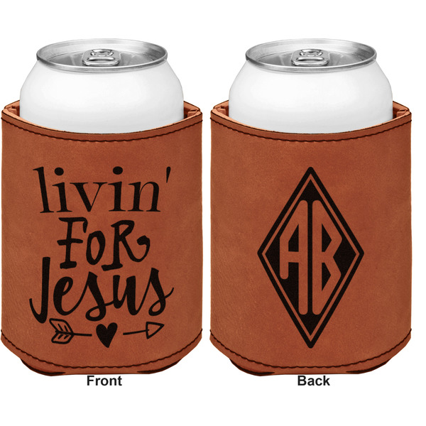 Religious Quotes and Sayings Cognac Leatherette Can Sleeve - Double Sided Front and Back