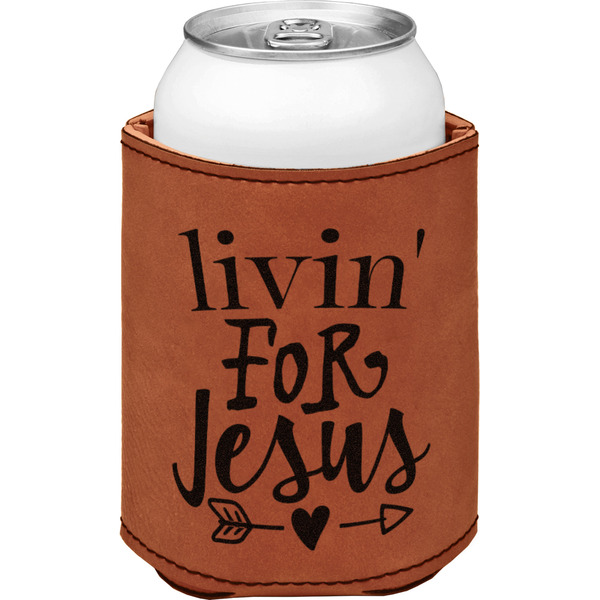 Religious Quotes and Sayings Cognac Leatherette Can Sleeve - Single Front