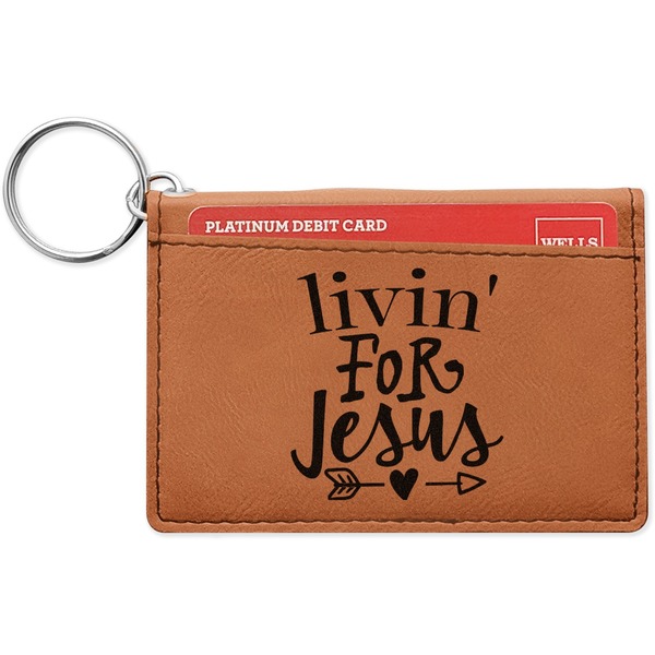 Custom Religious Quotes and Sayings Leatherette Keychain ID Holder - Double Sided (Personalized)