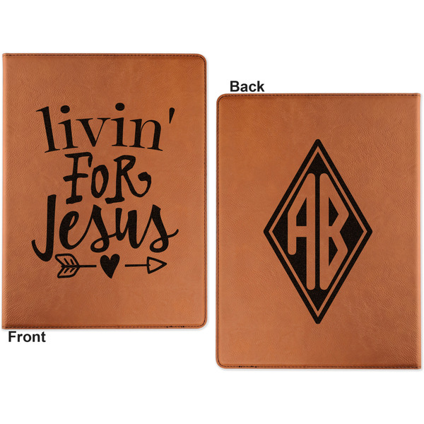 Religious Quotes and Sayings Cognac Leatherette Portfolios with Notepad - Large - Double Sided - Apvl