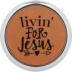 Religious Quotes and Sayings Leatherette Round Coaster w/ Silver Edge - Single or Set (Personalized)