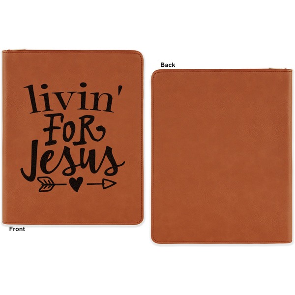 Religious Quotes and Sayings Cognac Leatherette Zipper Portfolios with Notepad - Single Sided - Apvl