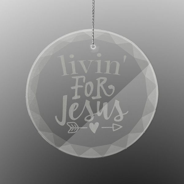 Custom Religious Quotes and Sayings Engraved Glass Ornament - Round