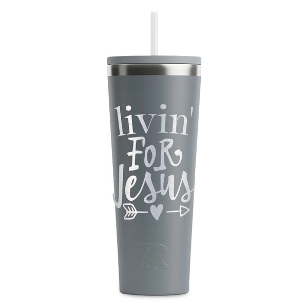 Custom Religious Quotes and Sayings RTIC Everyday Tumbler with Straw - 28oz - Grey - Single-Sided