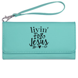 Religious Quotes and Sayings Ladies Leatherette Wallet - Laser Engraved- Teal