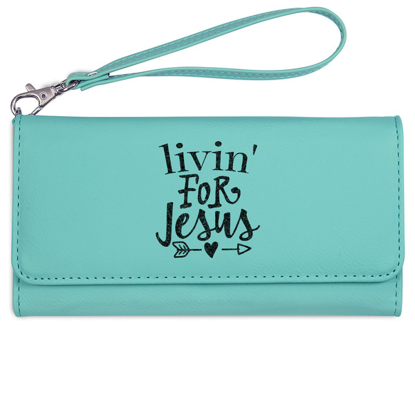 Custom Religious Quotes and Sayings Ladies Leatherette Wallet - Laser Engraved- Teal