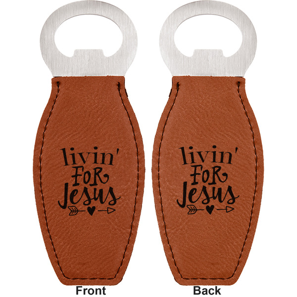 Religious Quotes and Sayings Leather Bar Bottle Opener - Front and Back