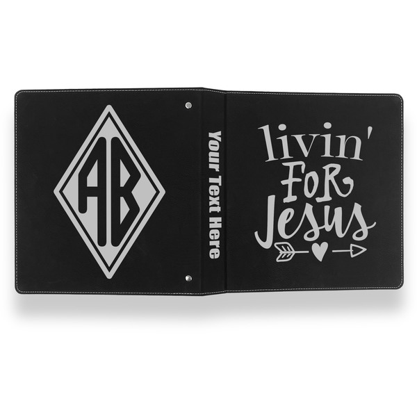 Religious Quotes and Sayings Leather Binder - 1" - Black- Back Spine Front View