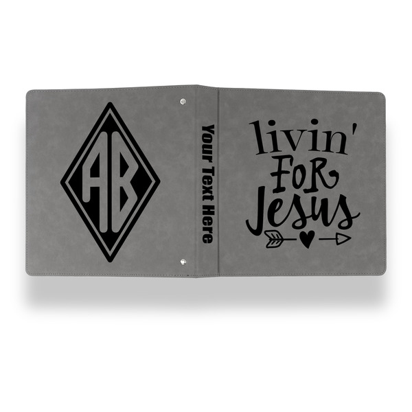 Religious Quotes and Sayings Leather Binder - 1" - Grey - Back Spine Front View